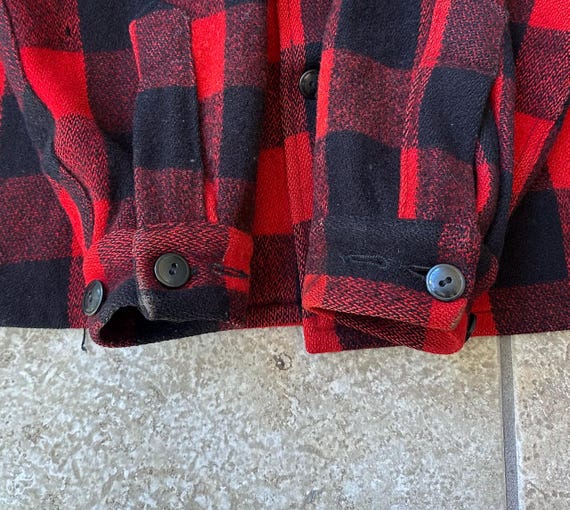 1940s PENNEYS SPORTCLAD Red Buffalo Plaid Tweed W… - image 4