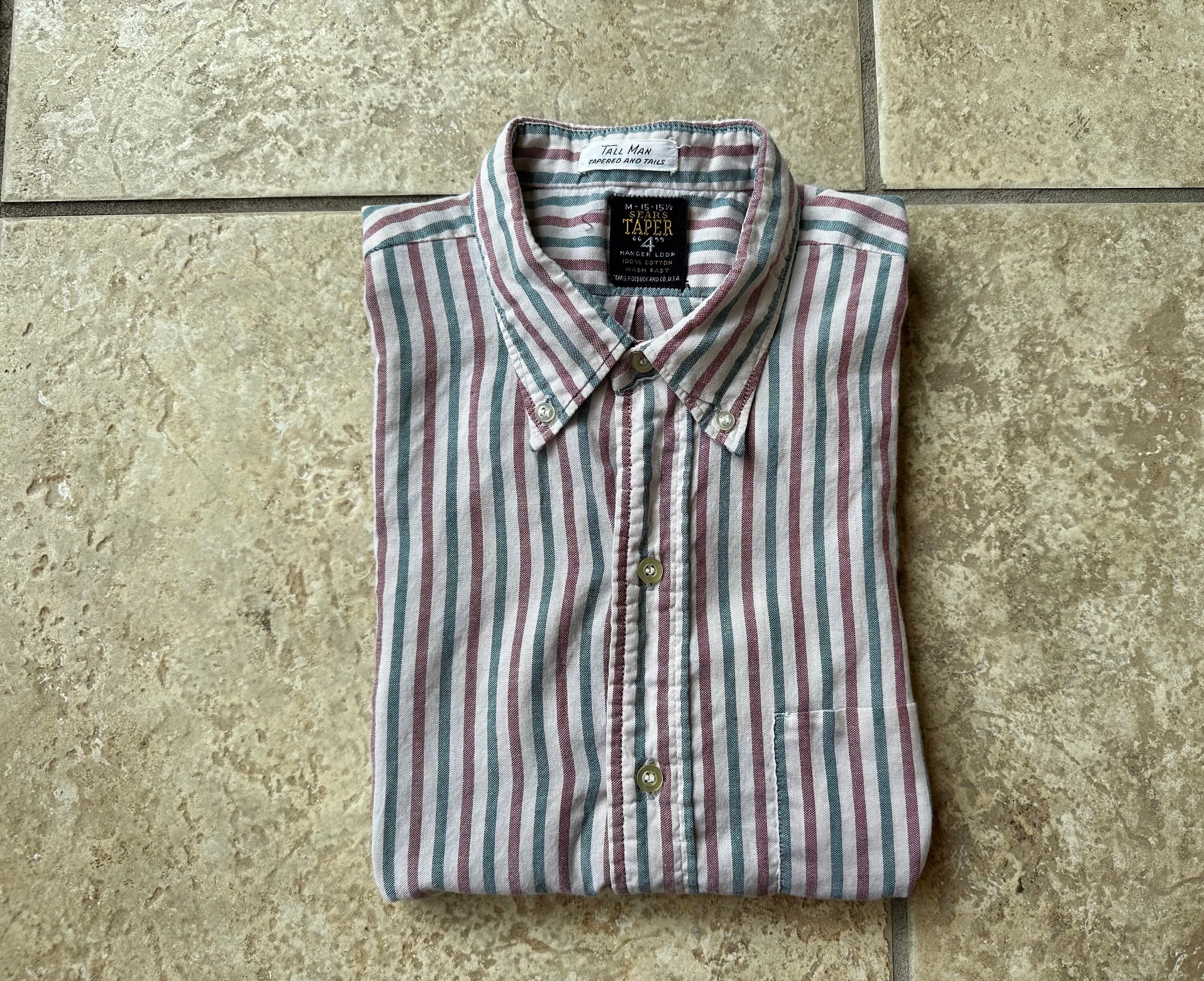 VTG 1950'S RAYON SEARS ROBUCK SHIRT SHADOW PLAID CHEVELLA