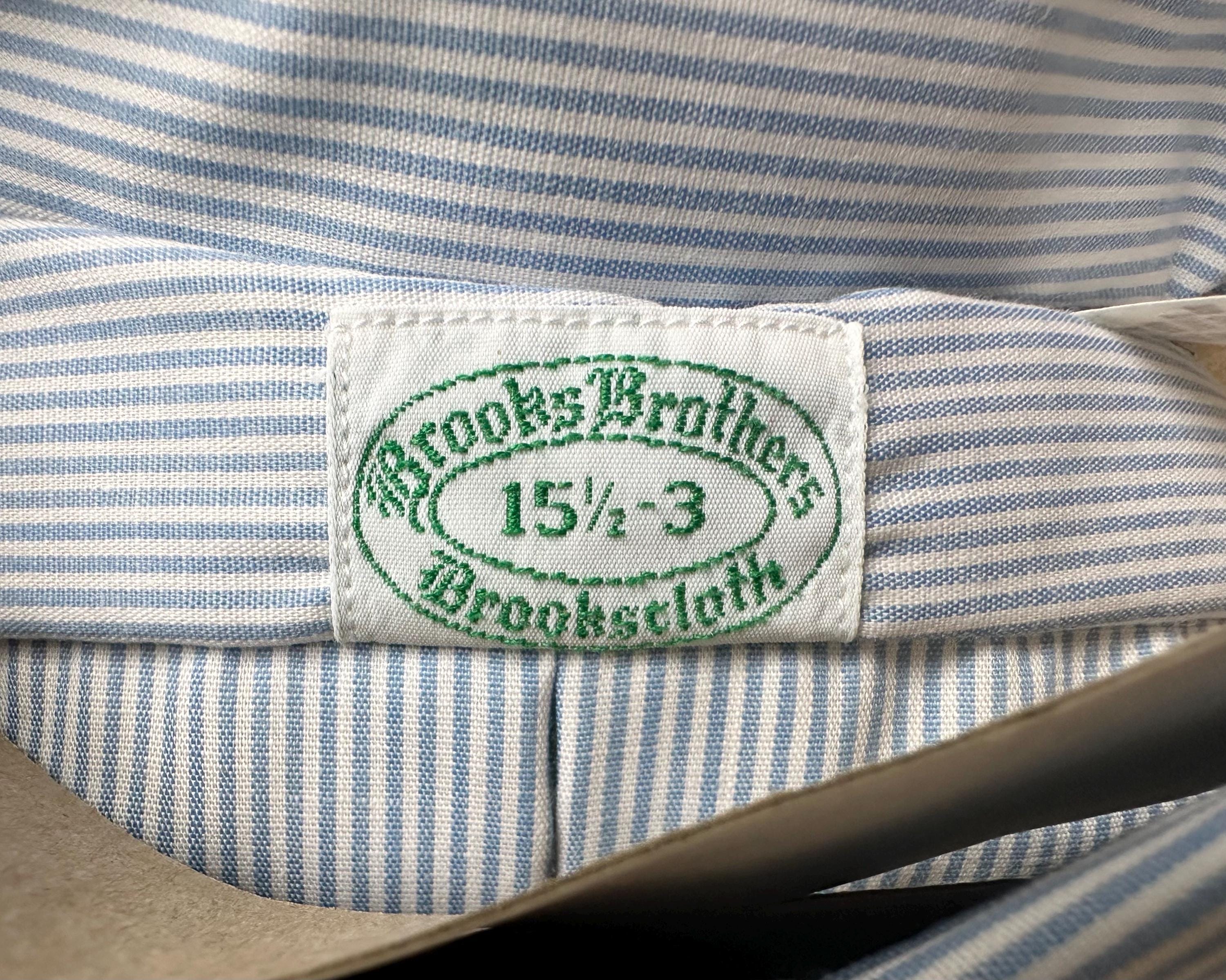 Deadstock BROOKS BROTHERS Blue Striped Brookscloth Pinpoint Oxford