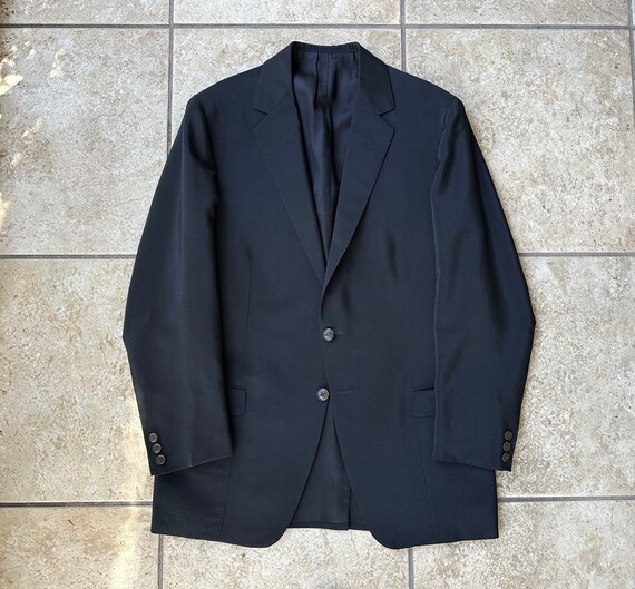 Vintage Bespoke Black Mohair Sport Coat 40 41 Long 2 Button Trad