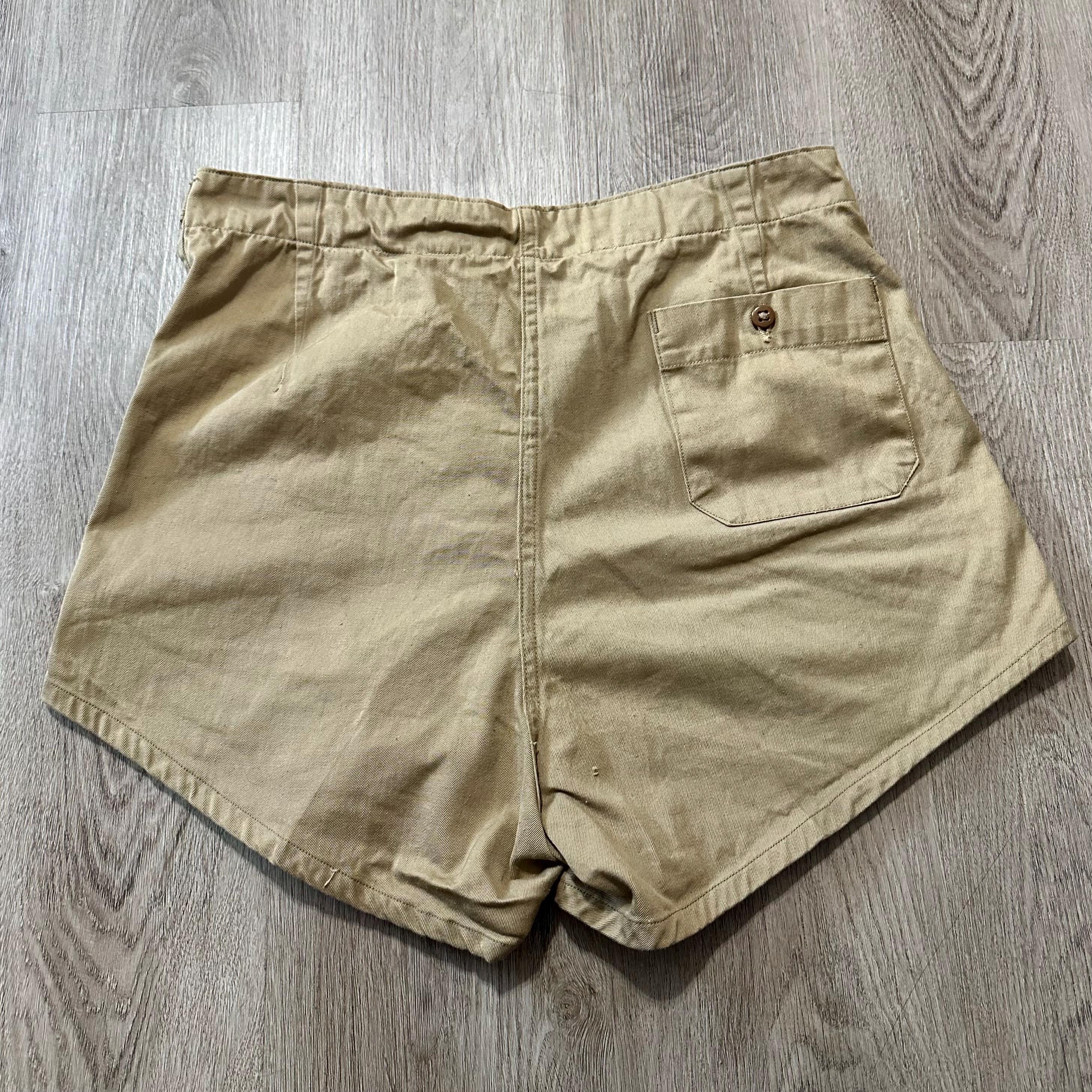 1940s US ARMY Khaki Cotton Twill Shorts / Trunks | Size 23