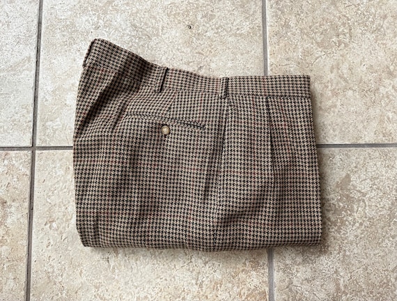 Vintage POLO RALPH LAUREN Brown Houndstooth Check… - image 1