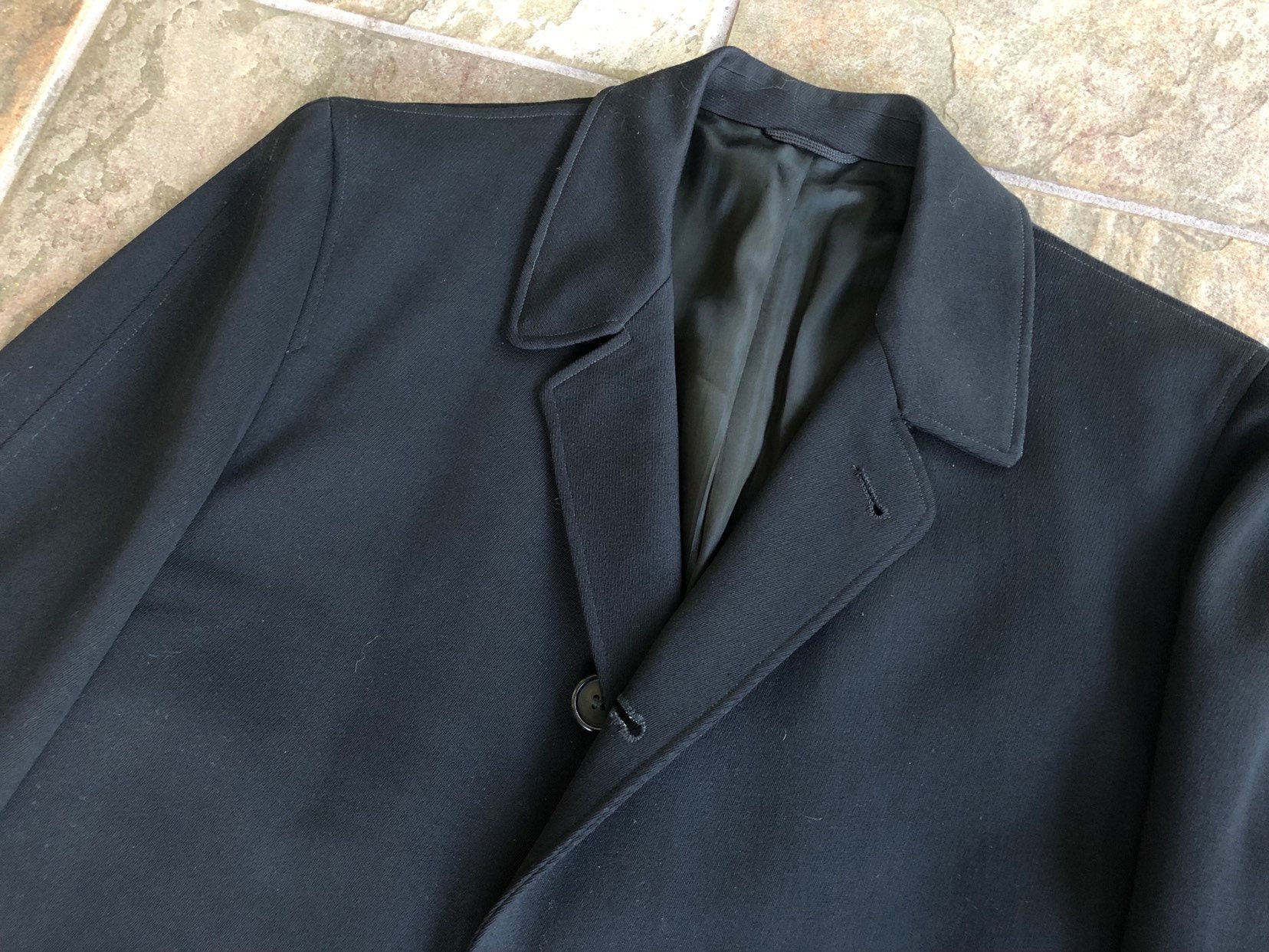 1960s Black Cavalry Twill Wool Sack Overcoat Jacket 40 Short - Etsy