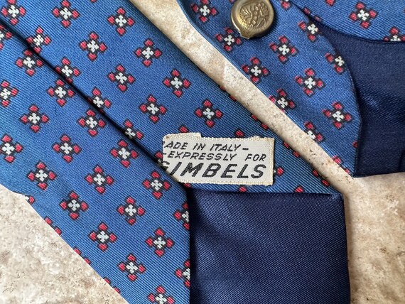 1960s Blue & Red Medallion Print Silk Foulard Tie… - image 4