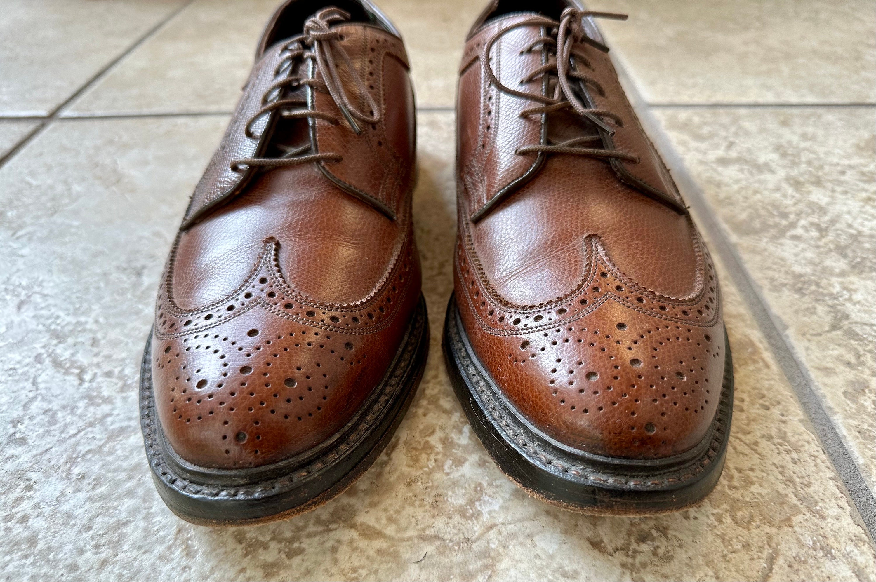 Crown Imperial brown leather shoes 9D Vintage FLORSHEIM Brown Shell Cordovan Long Wing Bluchers  main image 2