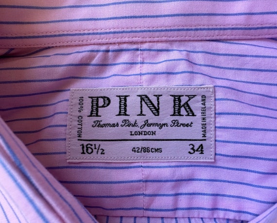 Vintage THOMAS PINK Broadcloth Pink & Blue Stripe… - image 8