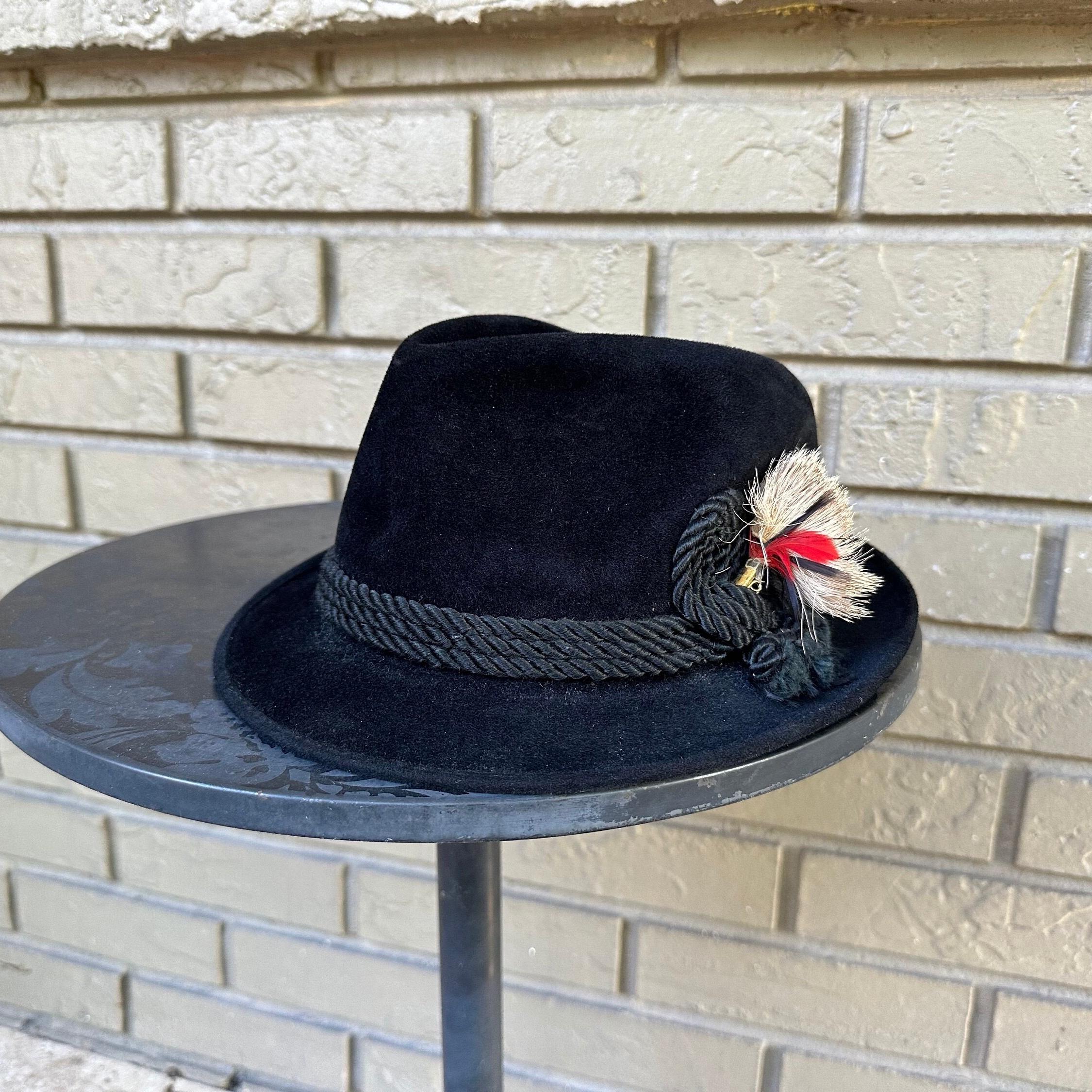 1960s Black Velour Felt Trilby Hat | Size 6 7/8 | FLEETWOOD Ivy 