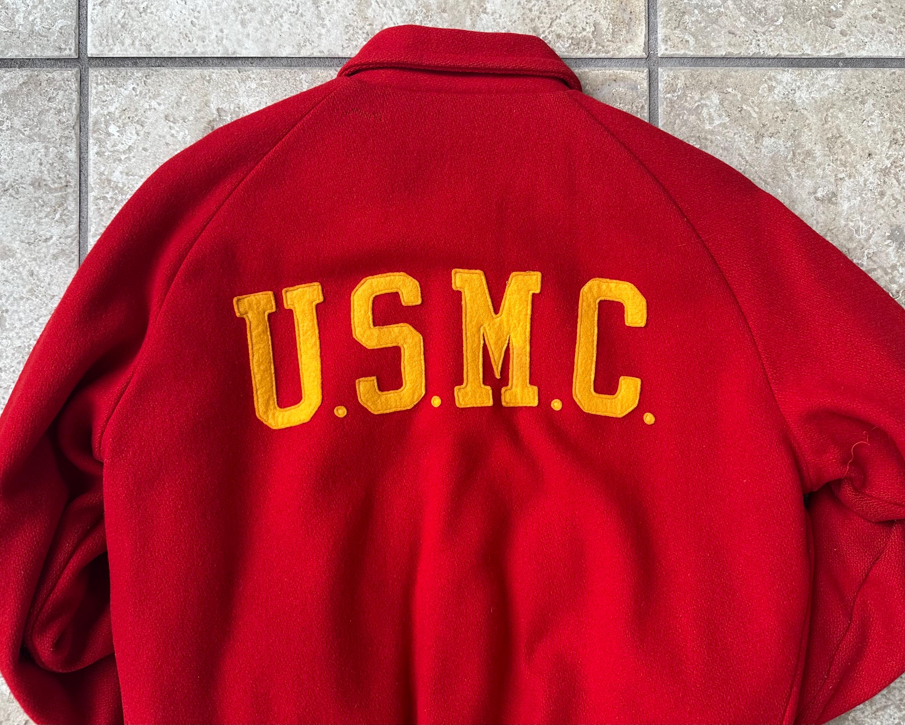 1960s USMC Red & Yellow Wool Bomber Jacket | Small | United