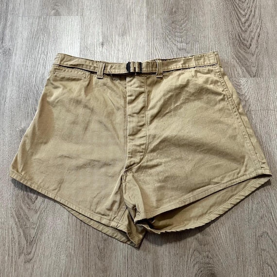 1940s US ARMY Khaki Cotton Twill Shorts / Trunks | Size 23