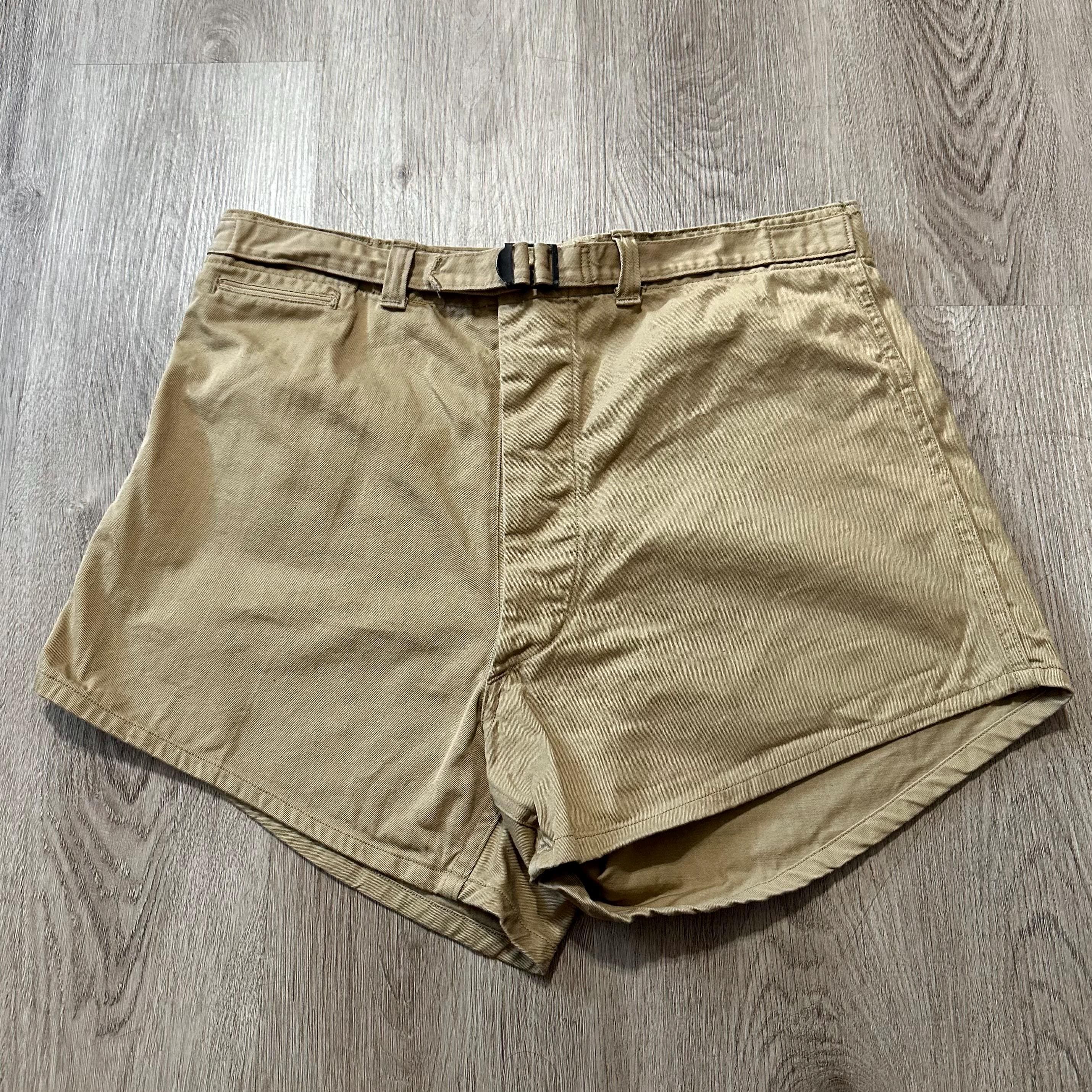 1940s US ARMY Khaki Cotton Twill Shorts / Trunks | Size 23