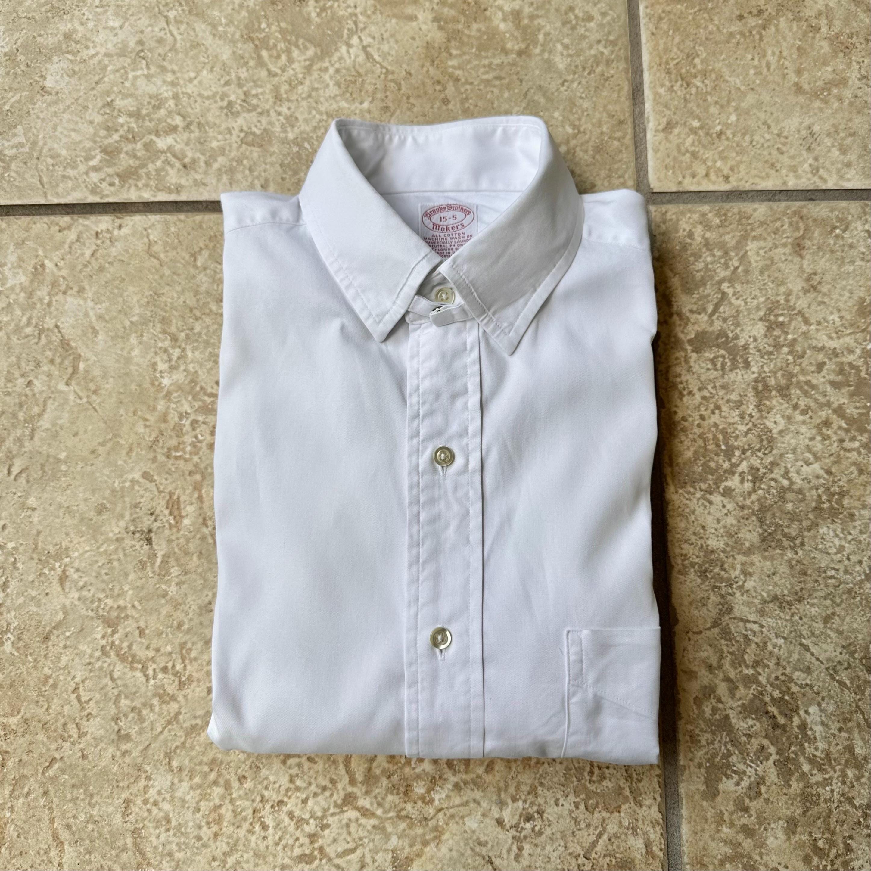Vintage BROOKS BROTHERS White Pinpoint Oxford Cloth Tab Collar