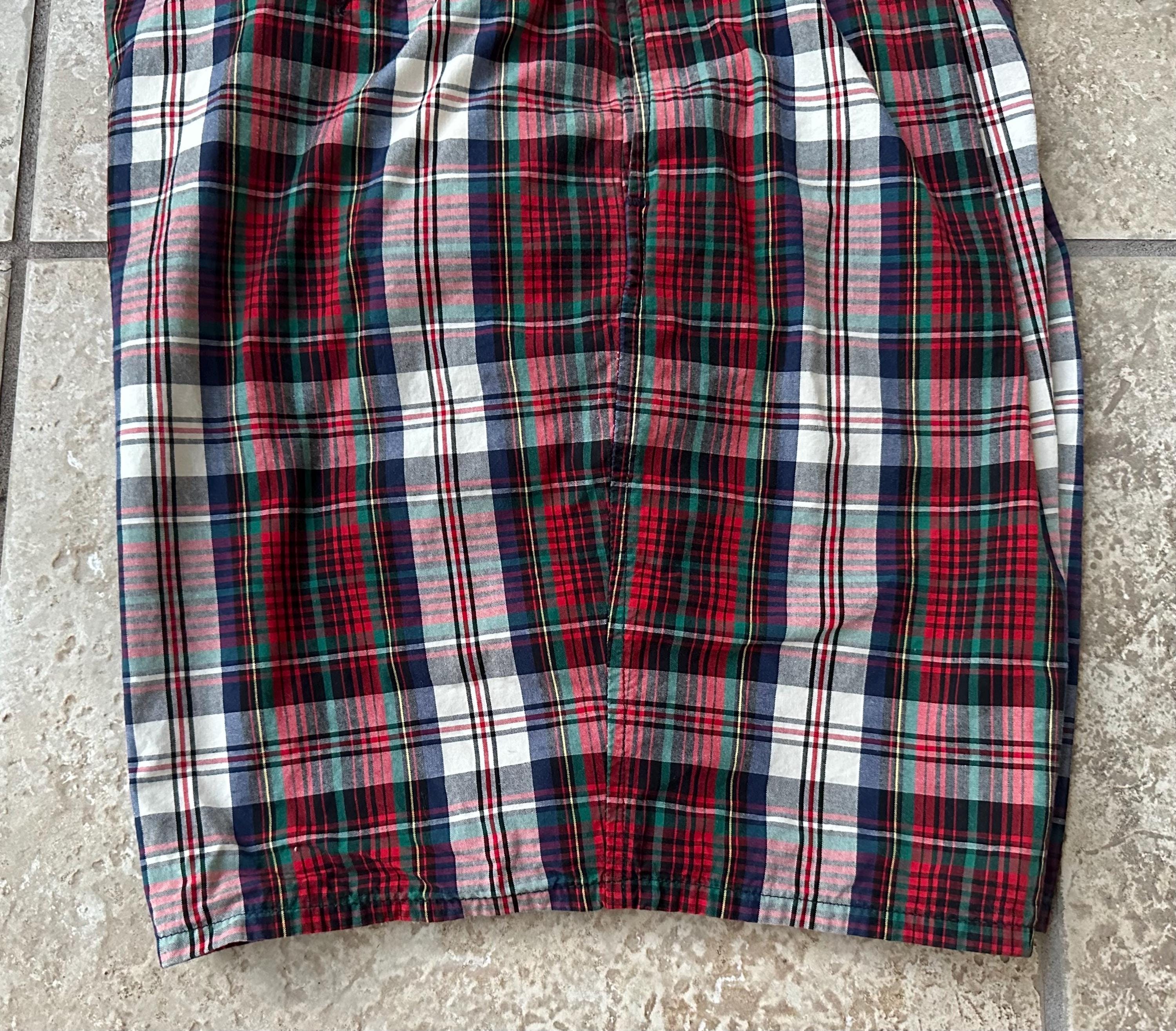 Vintage POLO RALPH LAUREN Red Plaid Cotton Pleated Shorts | Size