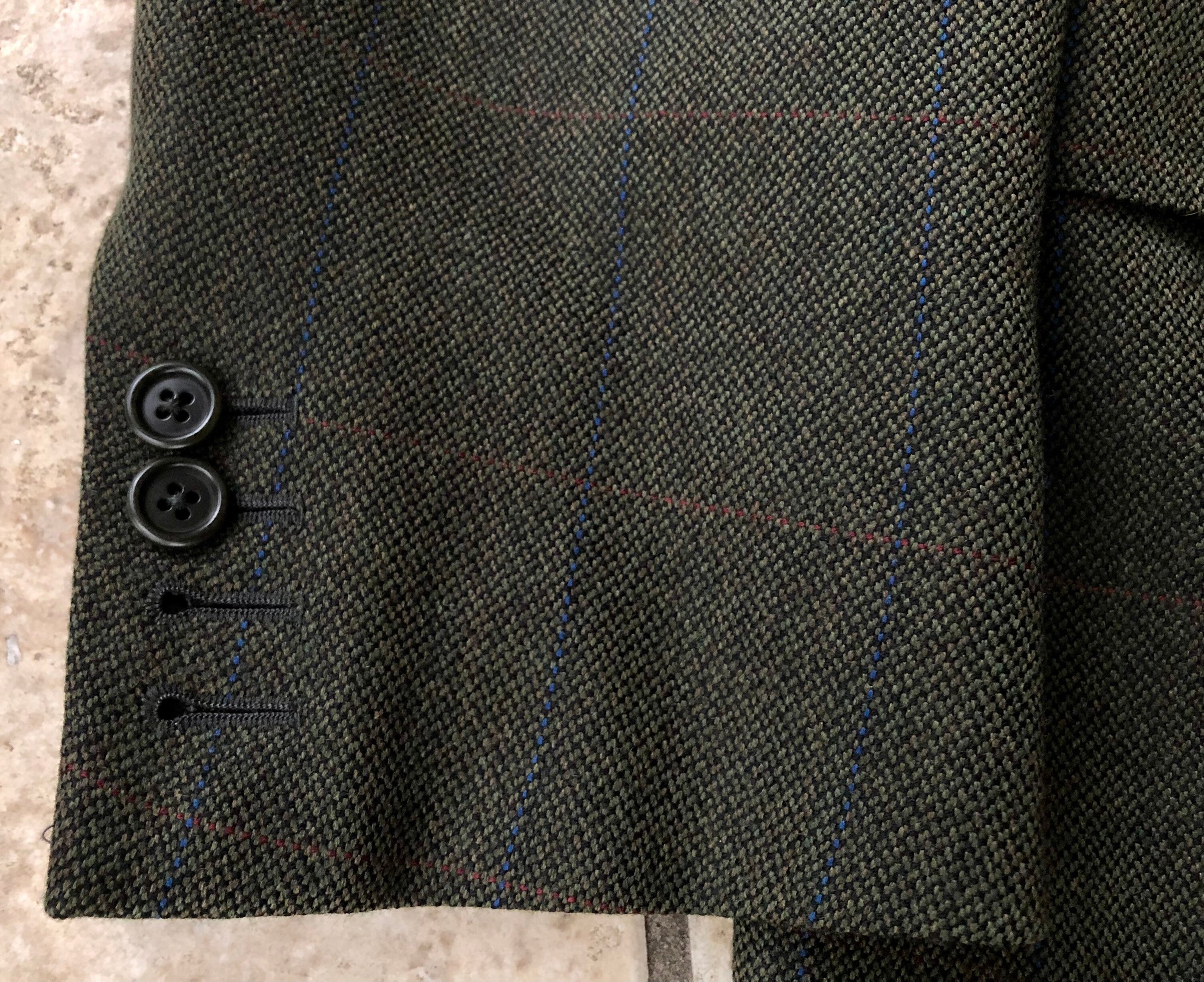 ヴィンテージ BATTISTONI ウールカシミア グリーン ウィンドウペーン 