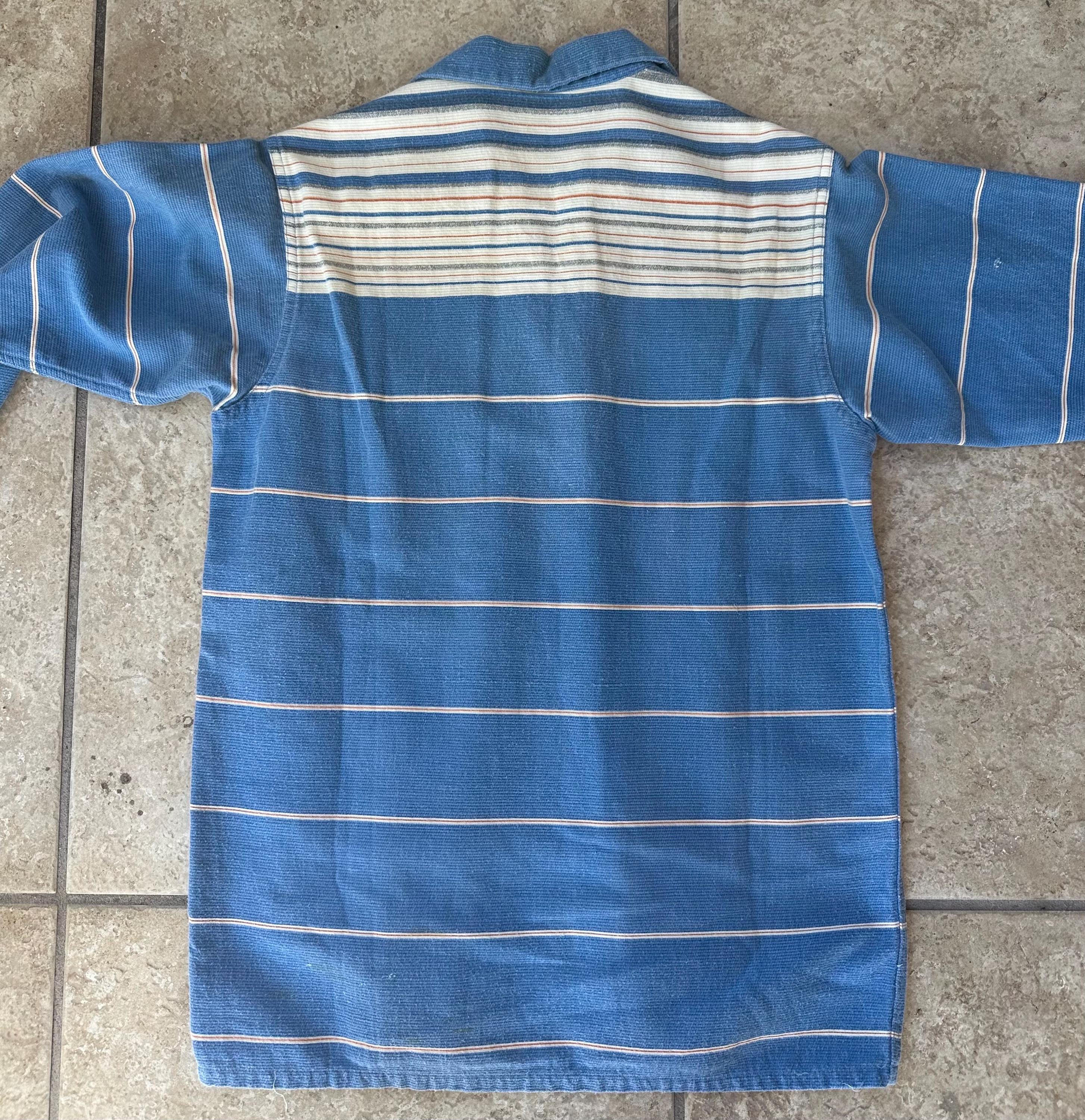 1950s SEARS PILGRIM Blue Striped Corduroy Pullover Shirt | Small 1950s SEARS PILGRIM Blue Striped Corduroy Pullover Shirt | Small