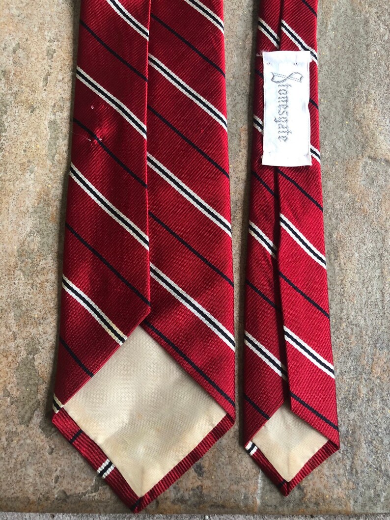 Vintage Silk Repp Red Regimental Striped Tie Ivy League Trad | Etsy