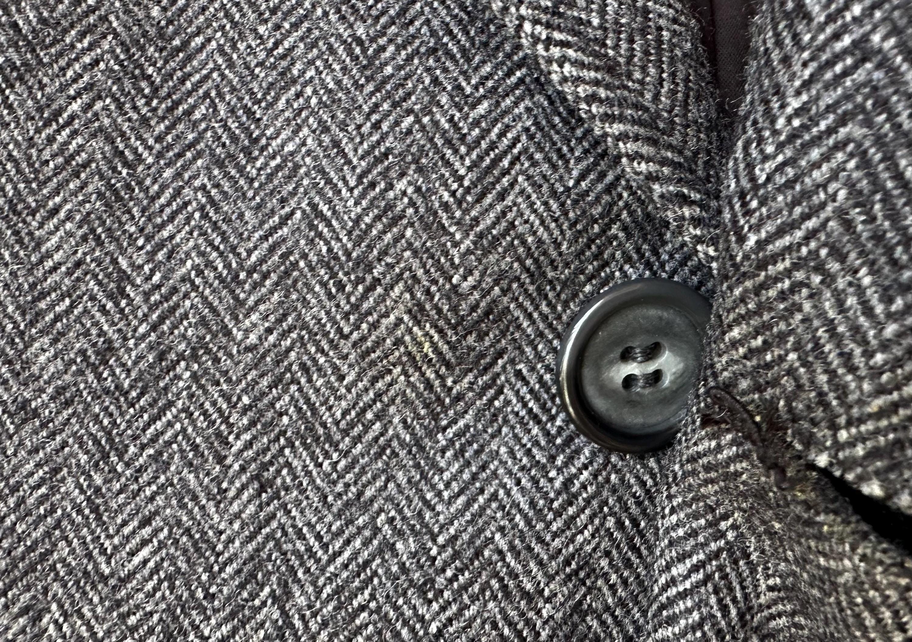 ジャケット・アウター 87-88FW y50's style herringbone chester 1960s Gray Herringbone Tweed Chesterfield Coat W/ Velvet
