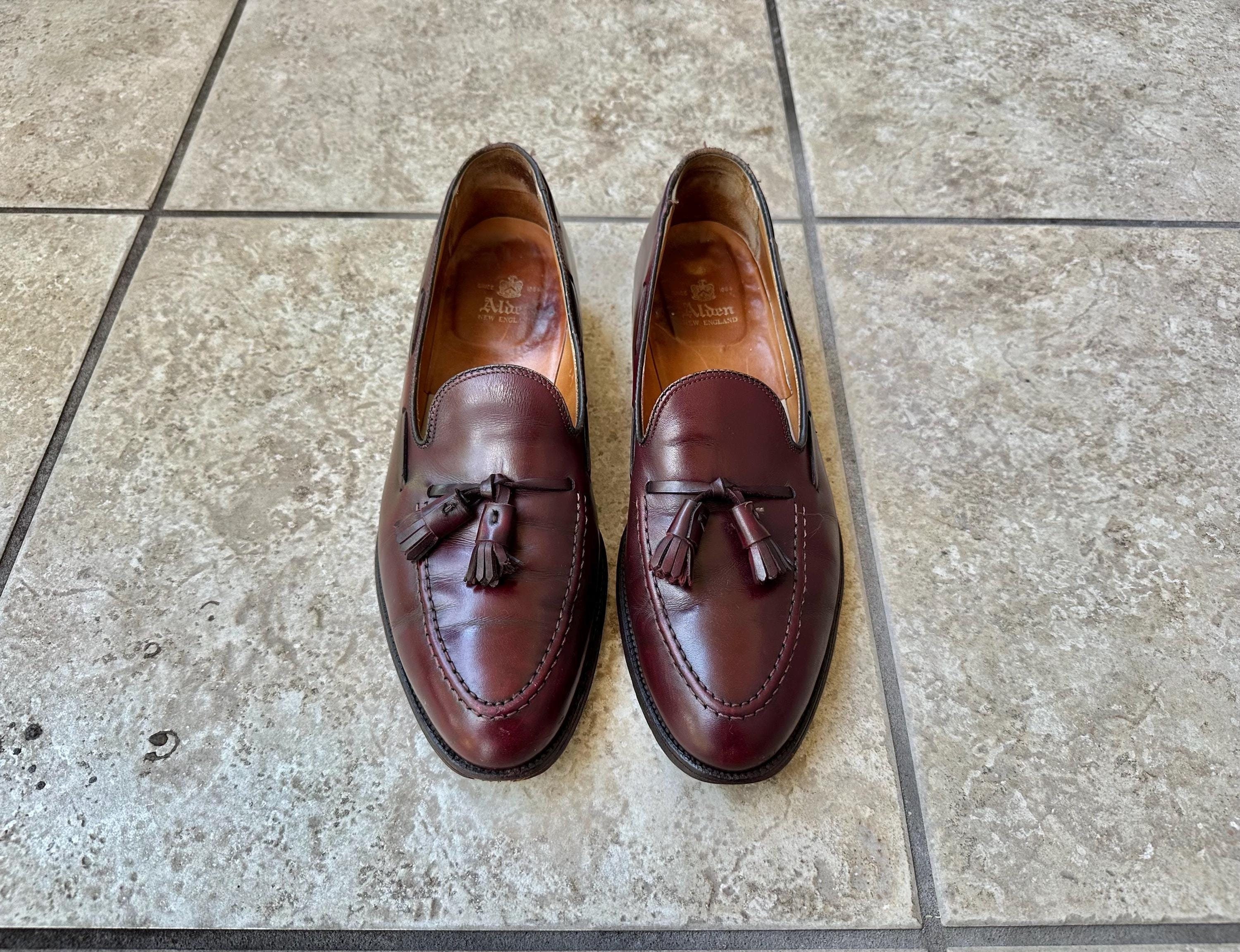 Vintage ALDEN Burgundy Calfskin Leather Tassel Loafers