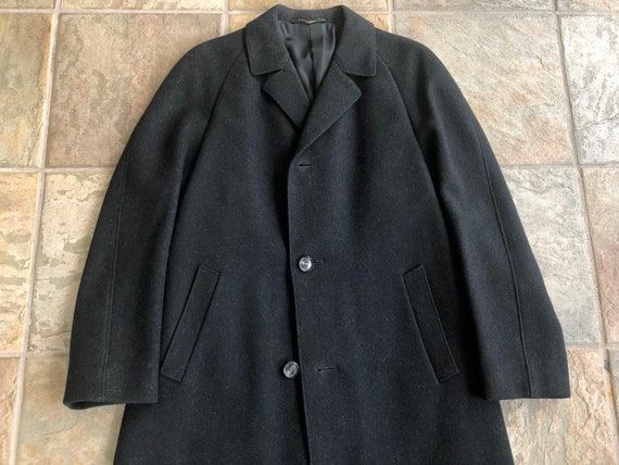 Vintage Black Melton Flannel Wool Raglan Sleeve Overcoat 38 - Etsy