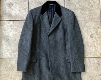 1960s Shetland Wool Tweed Charcoal Gray 