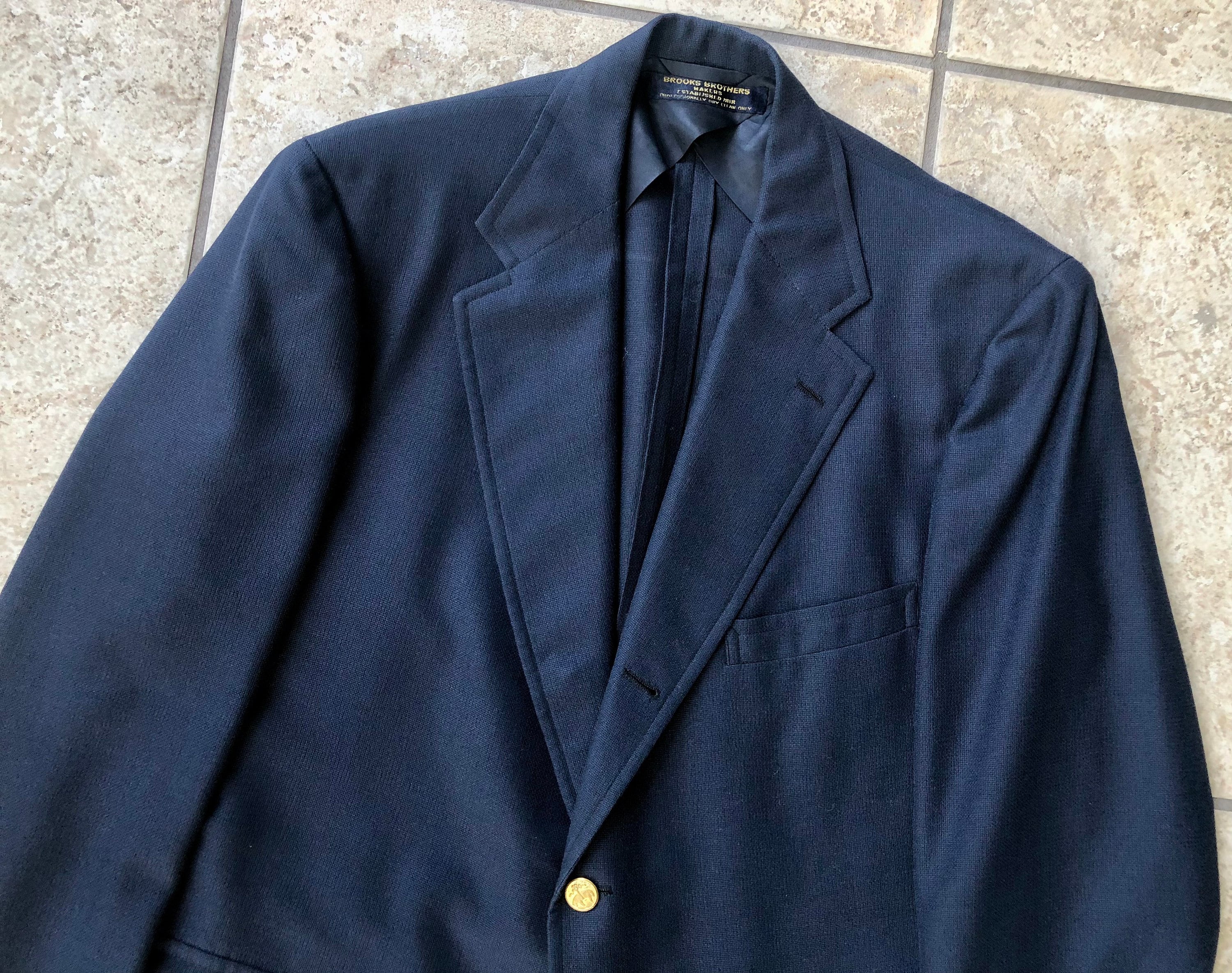 1970s BROOKS BROTHERS Navy Blue Hopsack Wool Blend Sack Blazer - Etsy