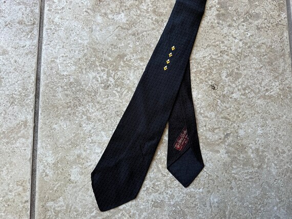 1950s Black Silk Tie | STERN BROTHERS Atomic Trad - image 1