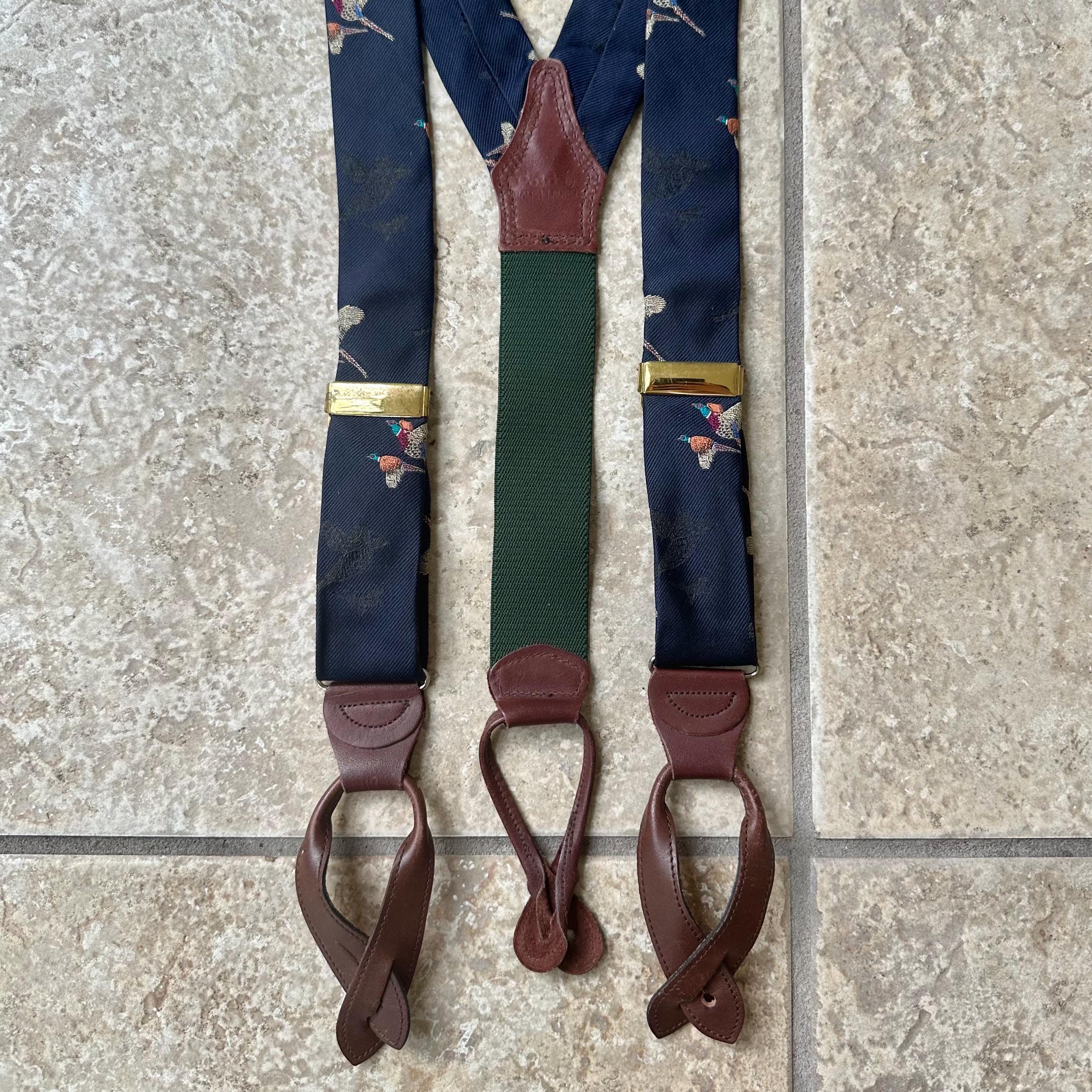 POLO RALPH LAUREN U.S.A. ヴィンテージサスペンダー Vintage POLO RALPH LAUREN Dark Blue Pheasant Motif Silk Repp