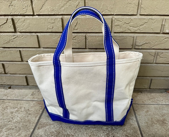 Vintage LL BEAN Cream & Blue Cotton Canvas Boat and Tote Vintage LL BEAN Cream & Blue Cotton Canvas Boat and Tote