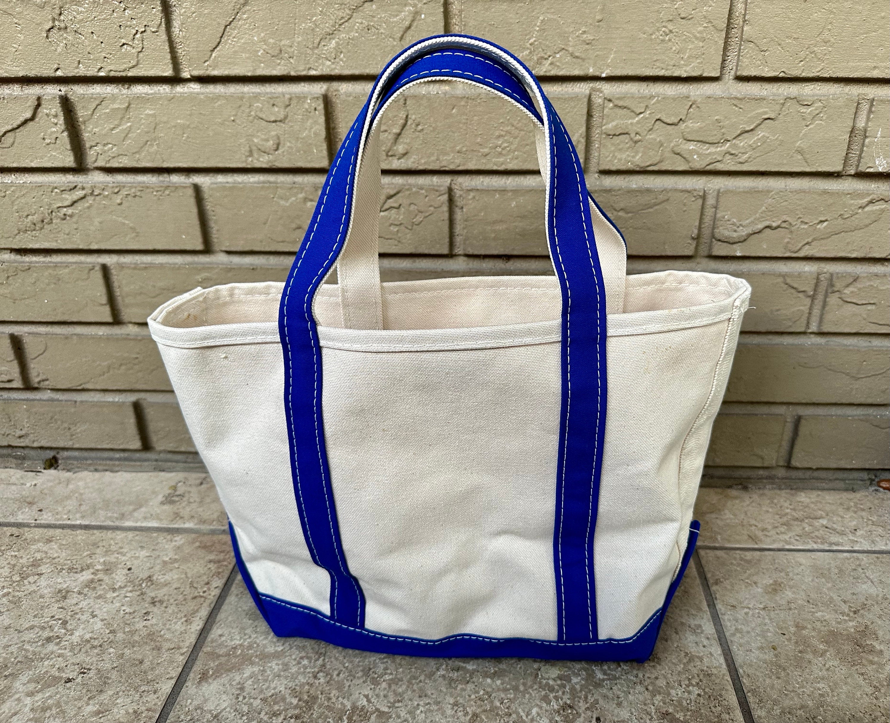 Vintage LL BEAN Cream & Blue Cotton Canvas Boat and Tote Vintage LL BEAN Cream & Blue Cotton Canvas Boat and Tote