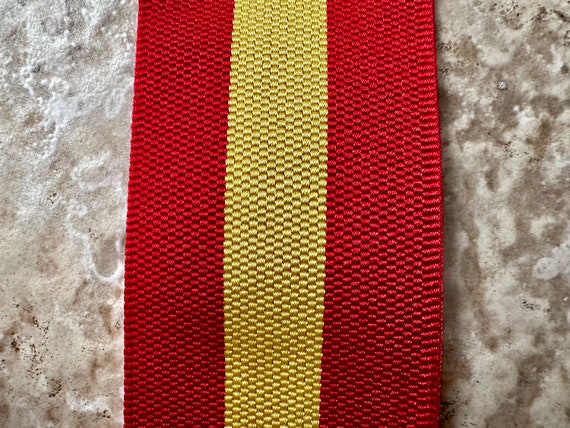 Vintage Red & Yellow Striped Barathea Suspenders … - image 5