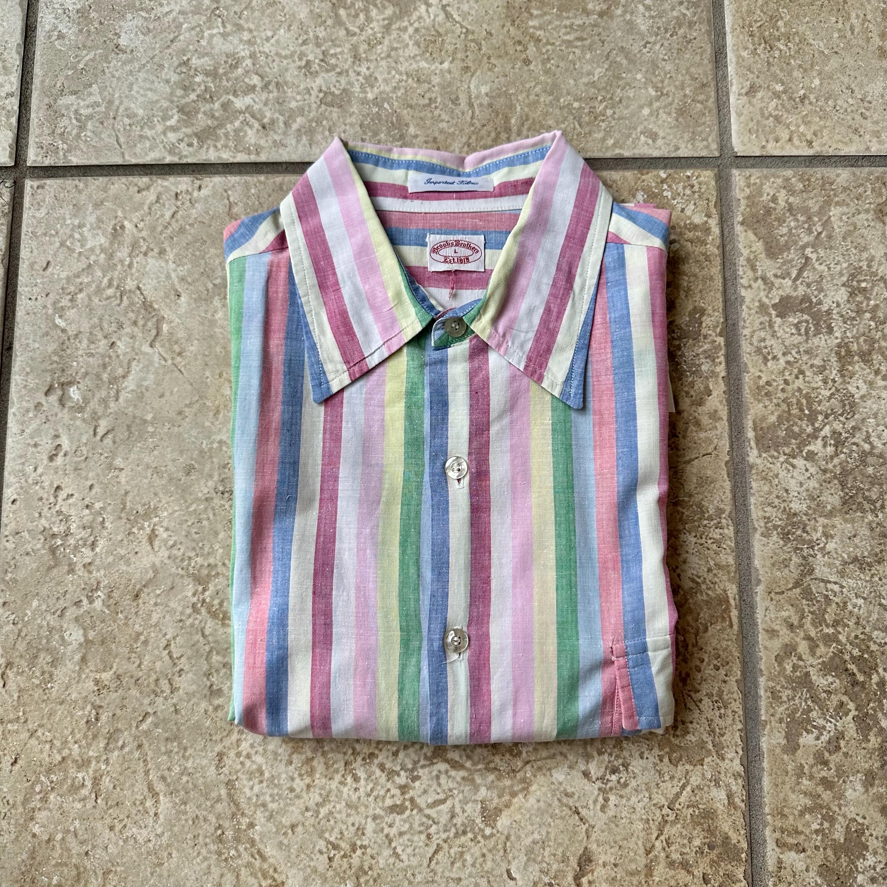 1970s BROOKS BROTHERS Striped Bleeding Madras Button-up Shirt