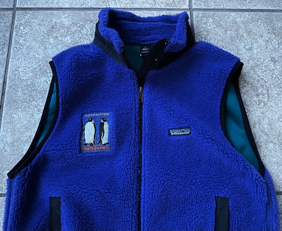 Vintage PATAGONIA Dark Blue Fleece Full-Zip Sleev… - image 3