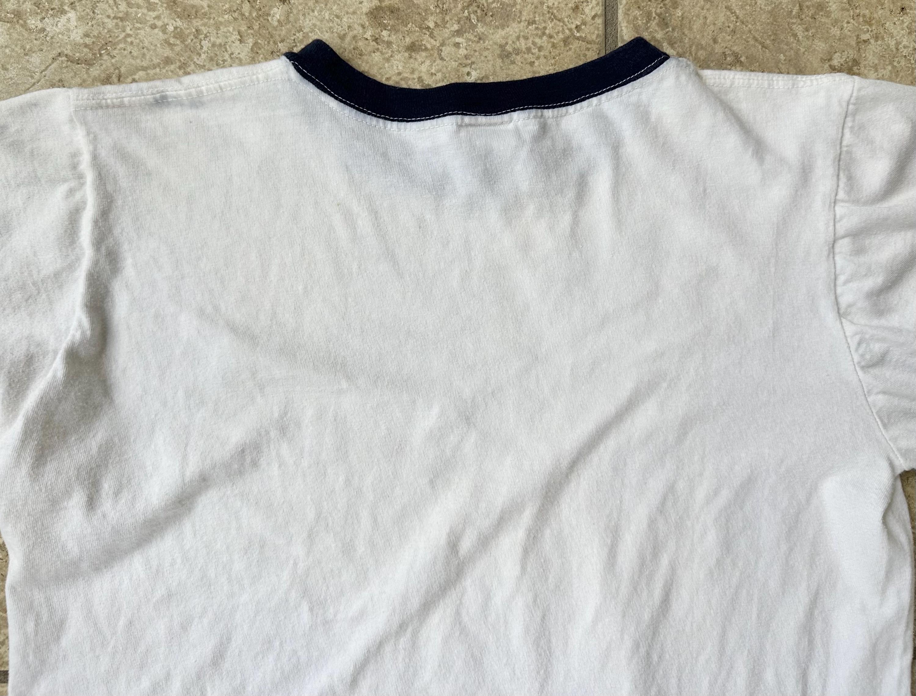 1980s CHAMPION USAFA White Cotton Ringer T-shirt | Small | U.S. 