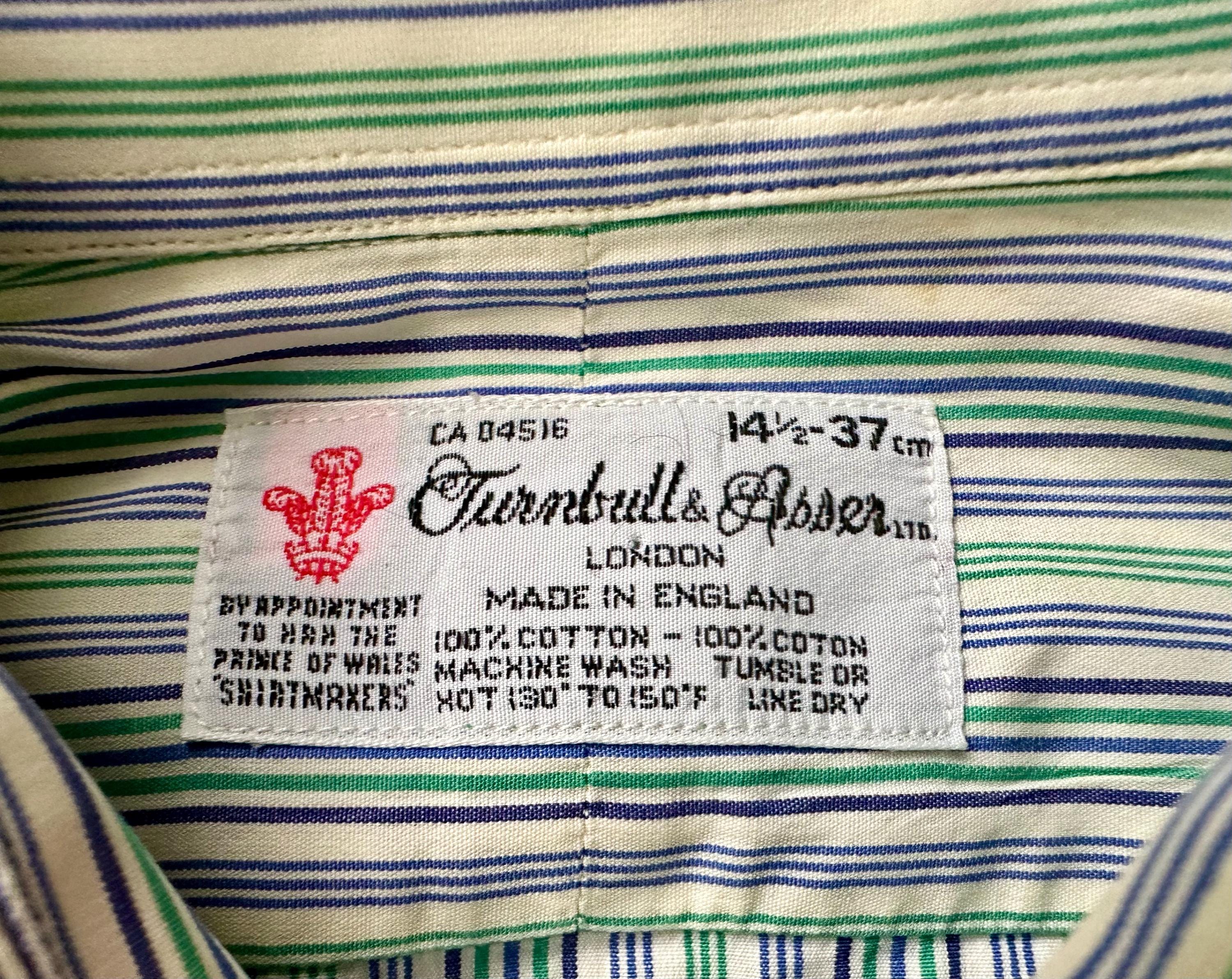 TURNBULL AND ASSER シャツ　37 TURNBULL AND ASSER シャツ 37 Vintage TURNBULL & ASSER Green