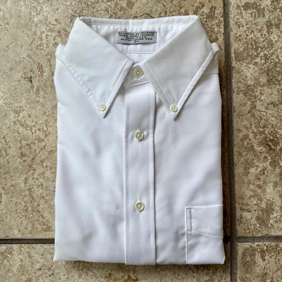 Deadstock LL BEAN White Oxford Cloth Button Down Short Sleeve