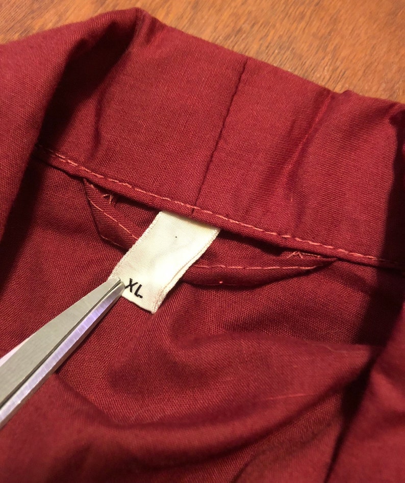 Medium 1960s 70s Cotton Blend Red Belted Robe Ivy League Trad Sleepwear Loungewear