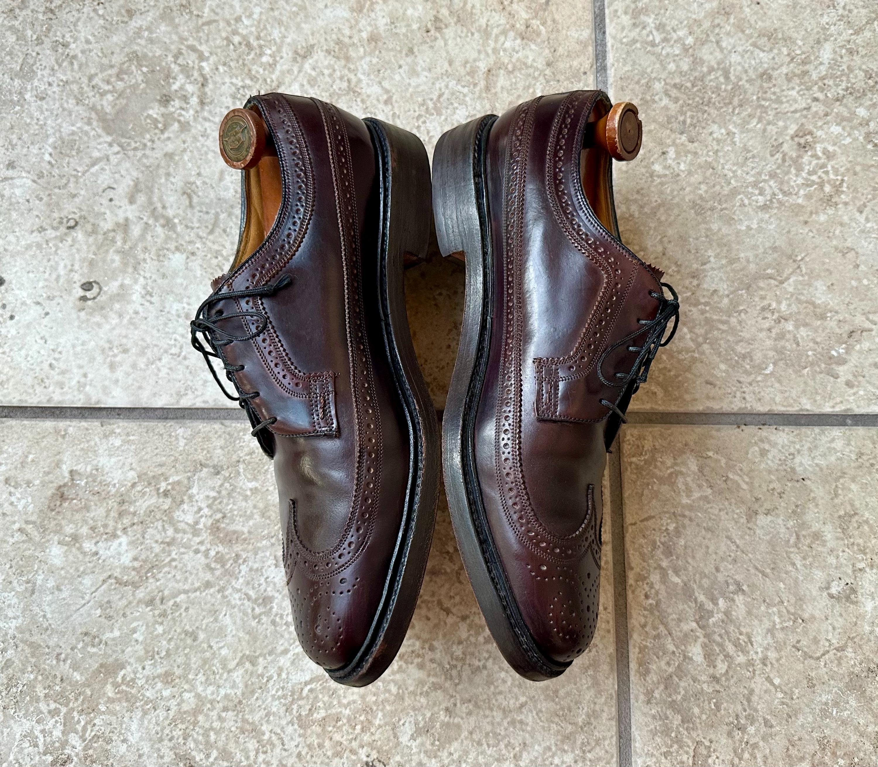 FLORSHEIM IMPERIAL Men\'s Leather Dress Shoes Blucher Brown Cordovan VTG USA 10D Florsheim Brown Wingtip Dress Shoes for Men for sale | eBay main image 4