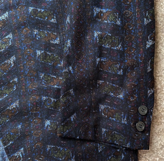 1950s Dark Blue Batik Print Cotton Sack Sport Coa… - image 4