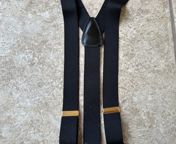 Deadstock Black Elastic Suspenders Braces | CAS I… - image 3