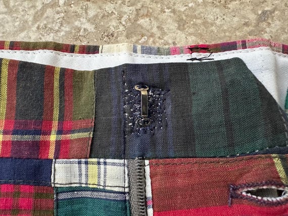 Vintage Green & Red Patchwork Bleeding Madras Cot… - image 10