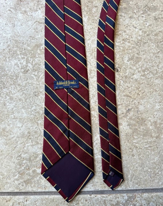 Vintage Red Regimental Striped Silk Repp Tie | AS… - image 3