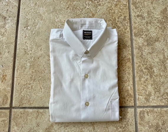 Deadstock 1960s VAN HEUSEN White Poplin Tab Collar Dress Shirt