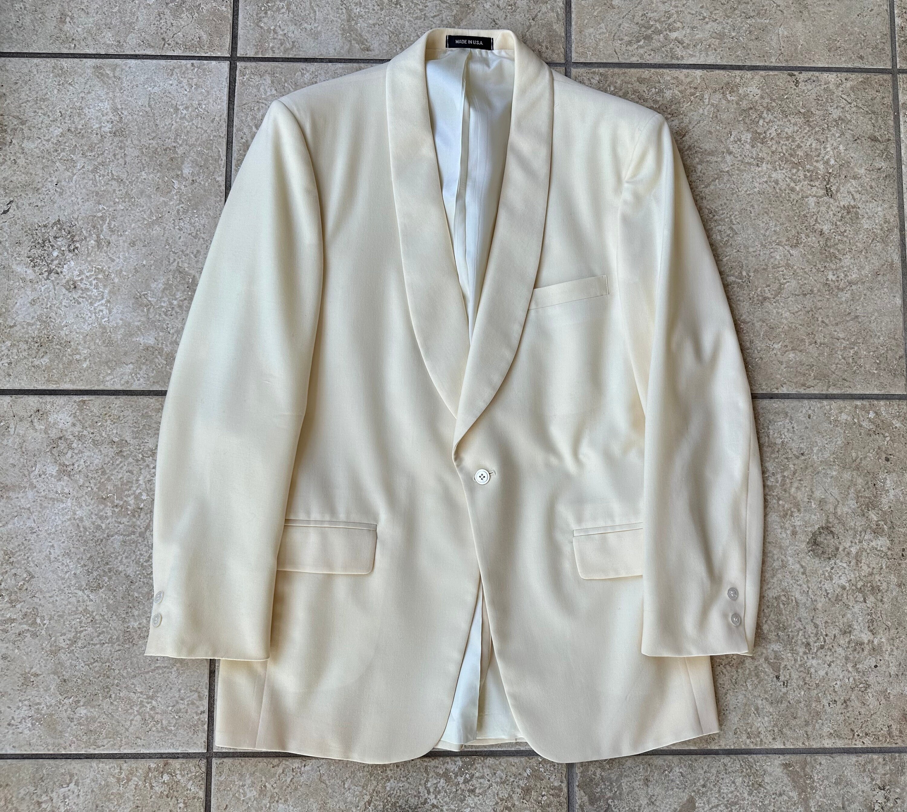 Vintage Cream Worsted Wool Shawl Collar Dinner Jacket | 40
