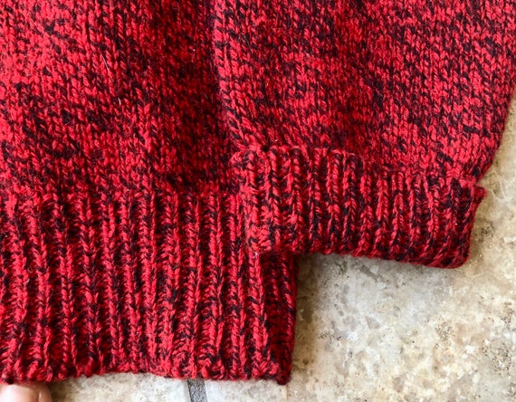 Vintage Shetland Wool Blend Marled Red Crewneck H… - image 3