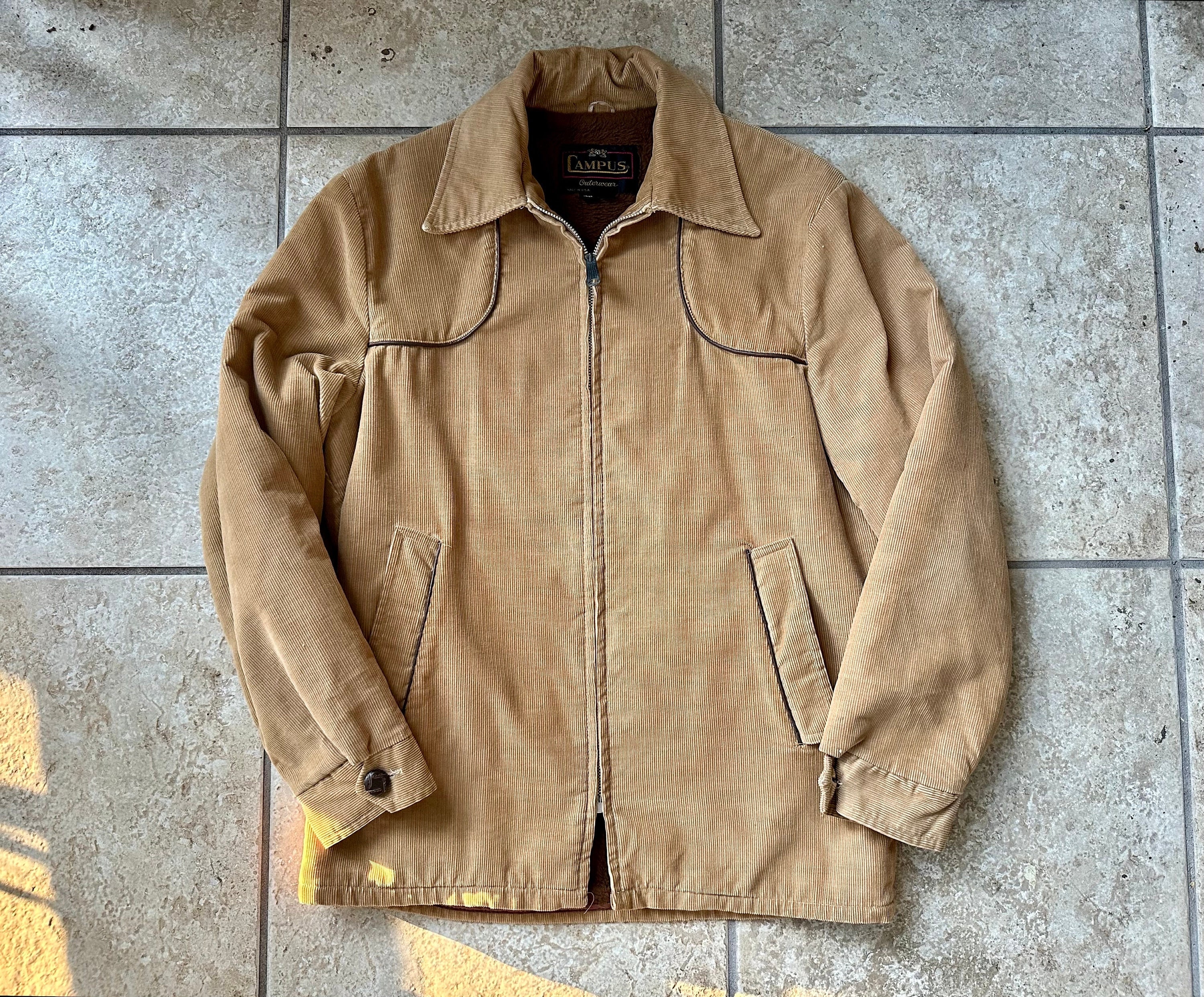 VINTAGE 60s 70s Leather Ltd Campus Suede Jacket Coat Sherpa
