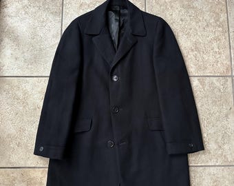 1960s HART SCHAFFNER MARX Dark Gray Tweed Sack Overcoat | 40