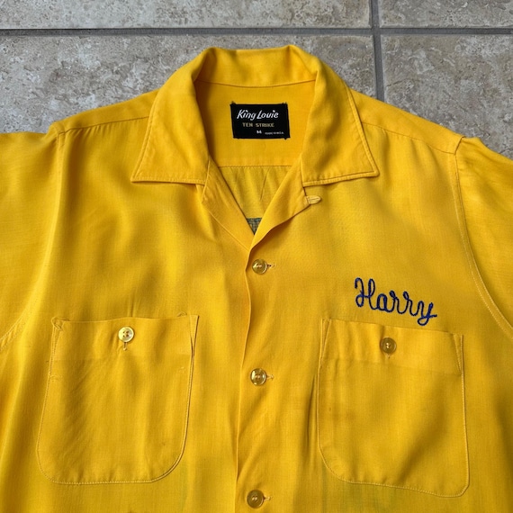 60s〜 King Louie Bowling Shirt USA stitch Vintage 60s 70s King Louie Bowling Pocket Shirt Chain Stitch