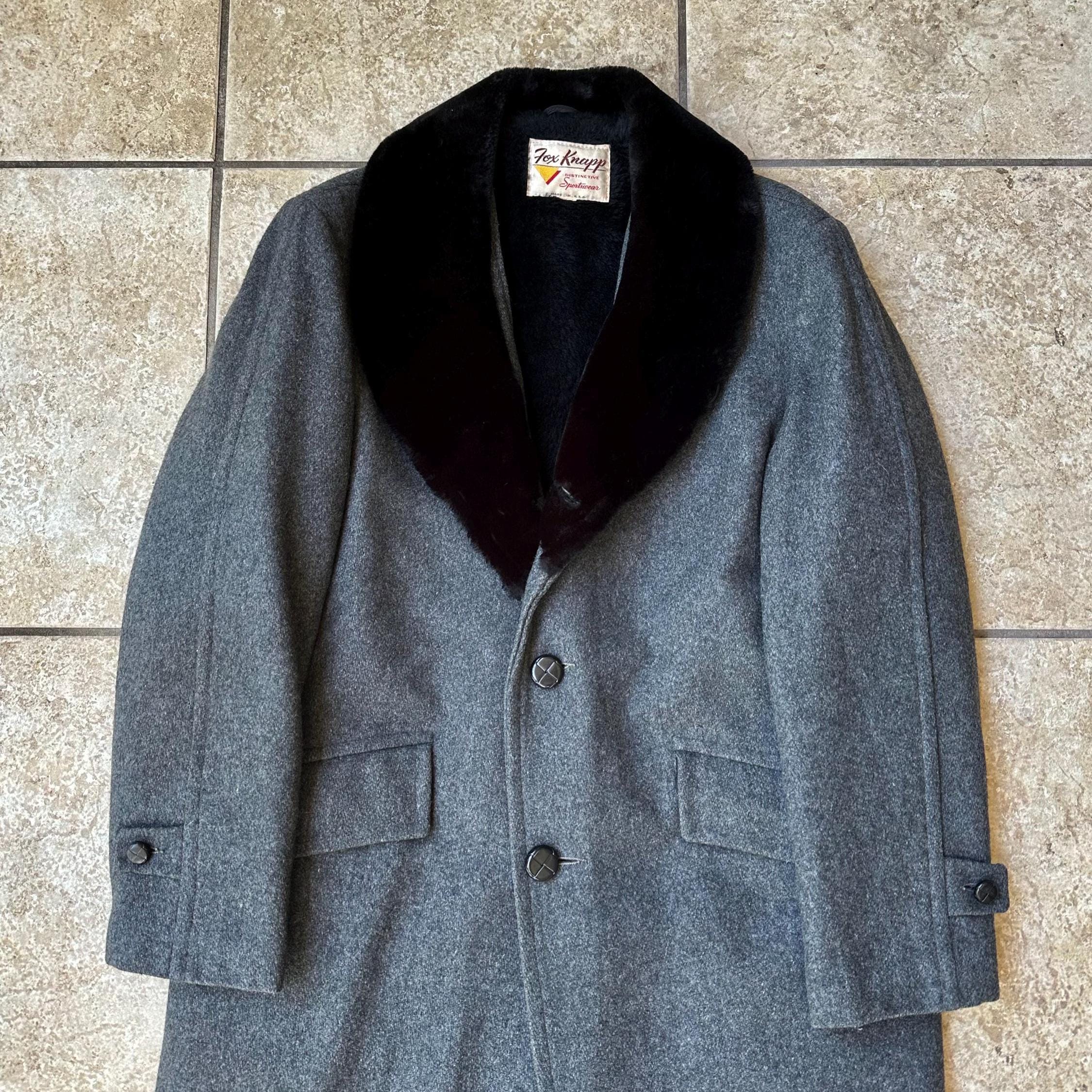 Deadstock 1960s Gray Flecked Tweed Car Coat W/ Shawl Collar | 40