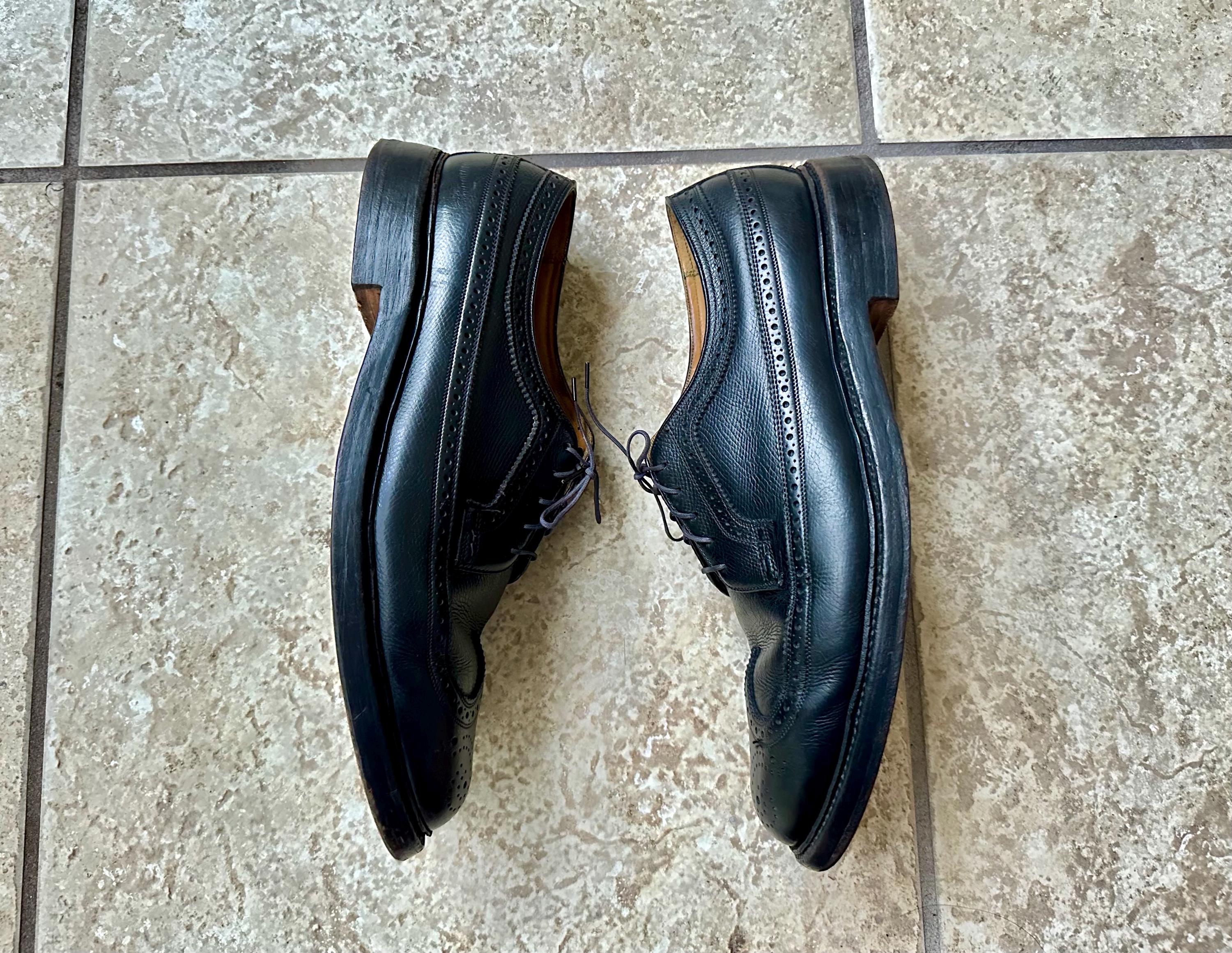 靴 60s Florsheim The Viking shot wing 1960s FLORSHEIM Imperial Black Scotch Grain Leather Wingtips