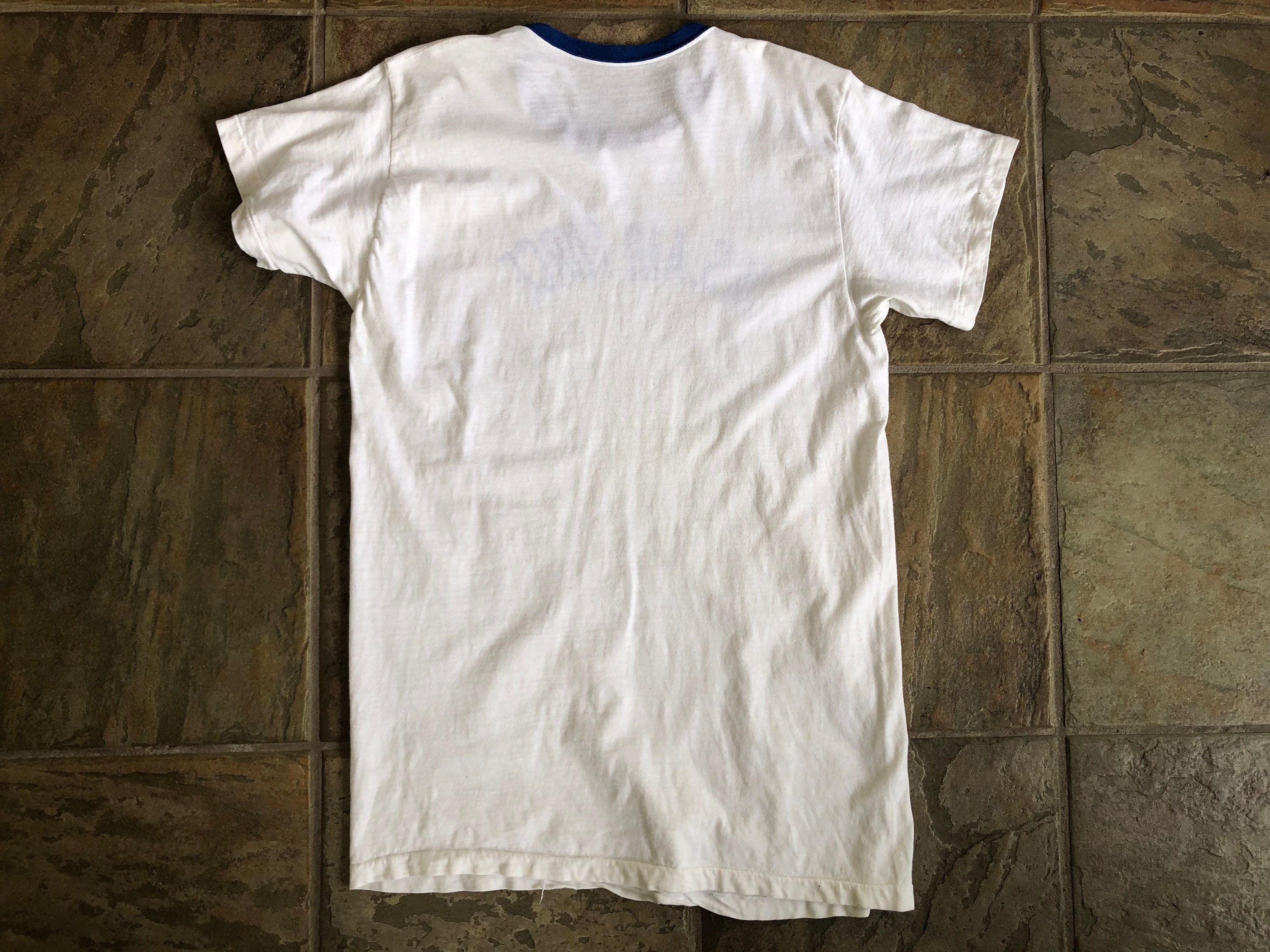 1970s US Air Force Blue & White Cotton Ringer T-shirt | Small 