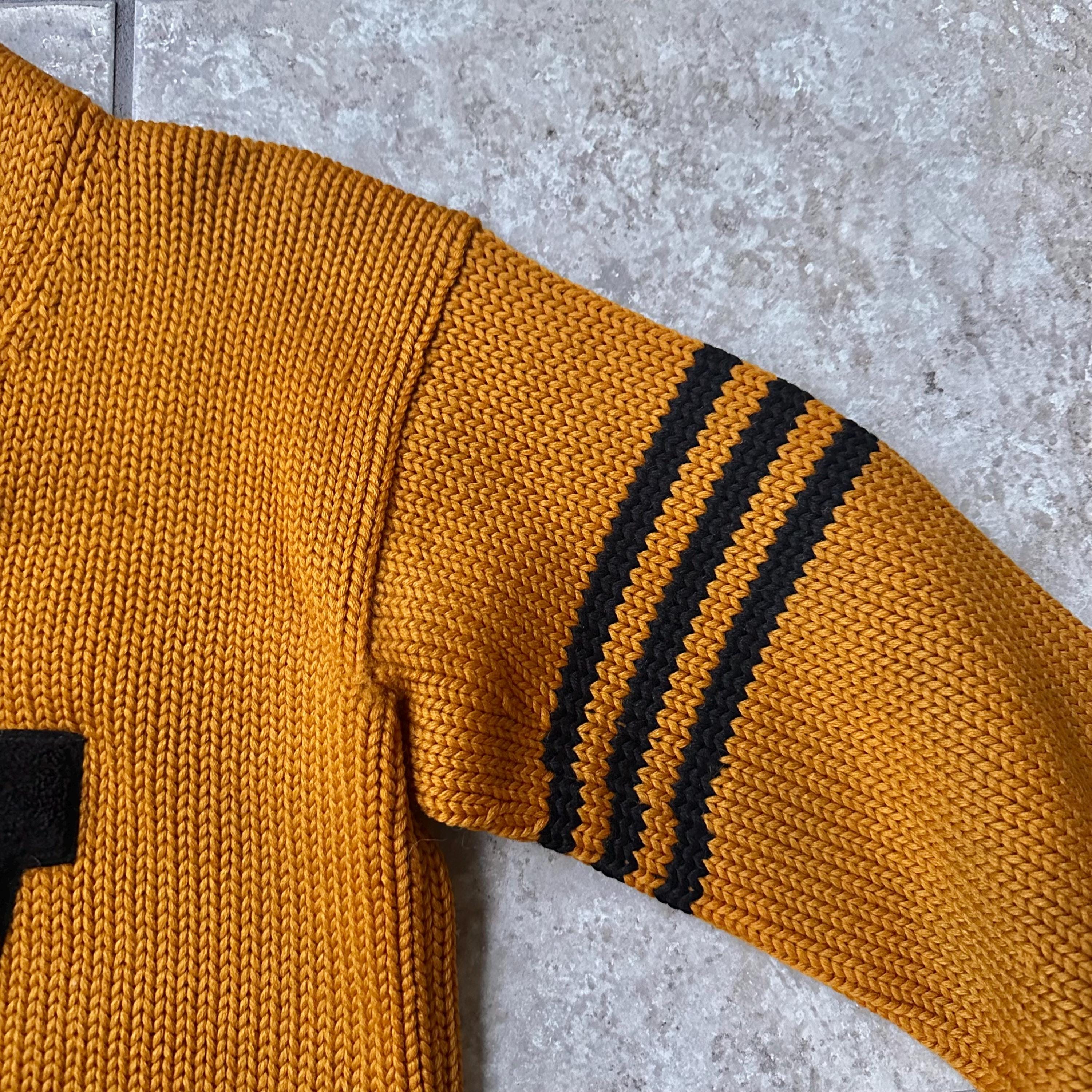 1930s Gold Wool V-neck Letterman Sweater W/ 